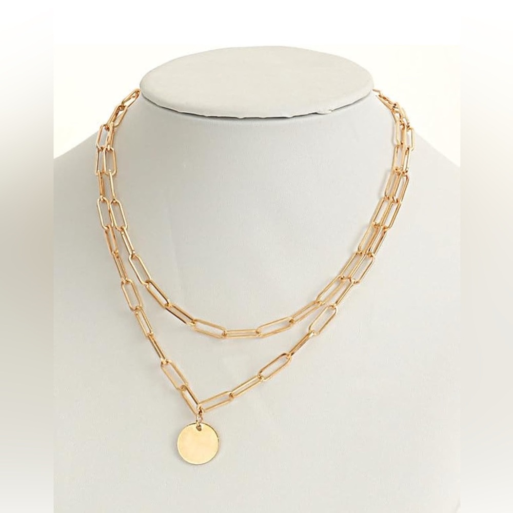Double-Layer Mixed Coin Pendant Necklace. NWT. - Picture 4 of 4